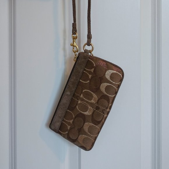 Y2K Coach Brown Jacquard Wristlet - Picture 3 of 5
